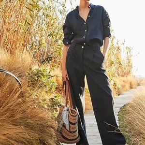 J Crew Wide Leg Pants in Stretch Linen